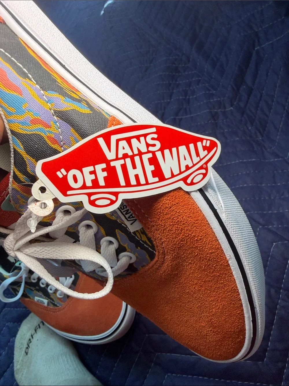 Vans Women's Orange Canvas Low-Top Sneakers with Multicolor Pattern